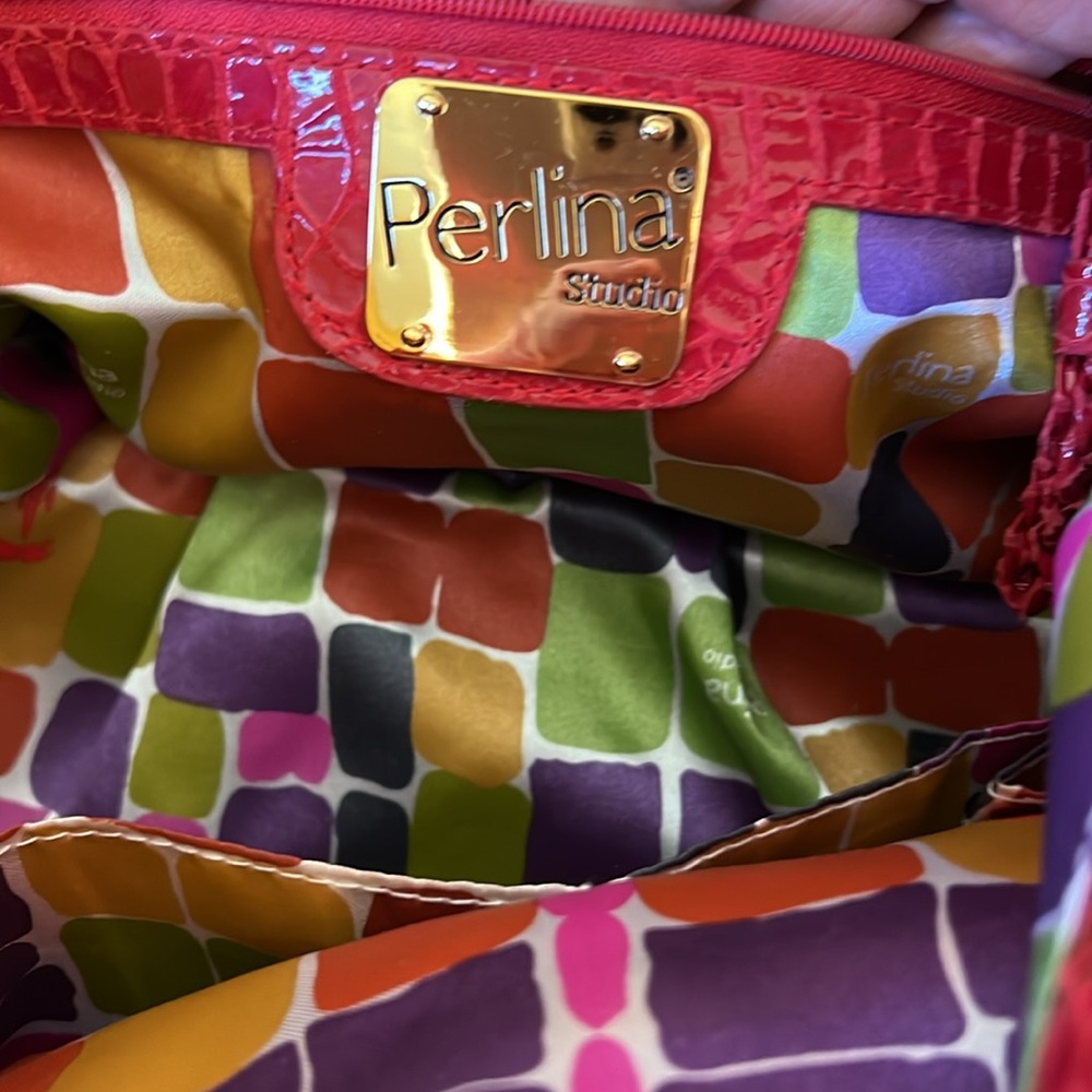 NWOT Perlina Studio Coated Suede Snakeskin Purse - Picture 13 of 15